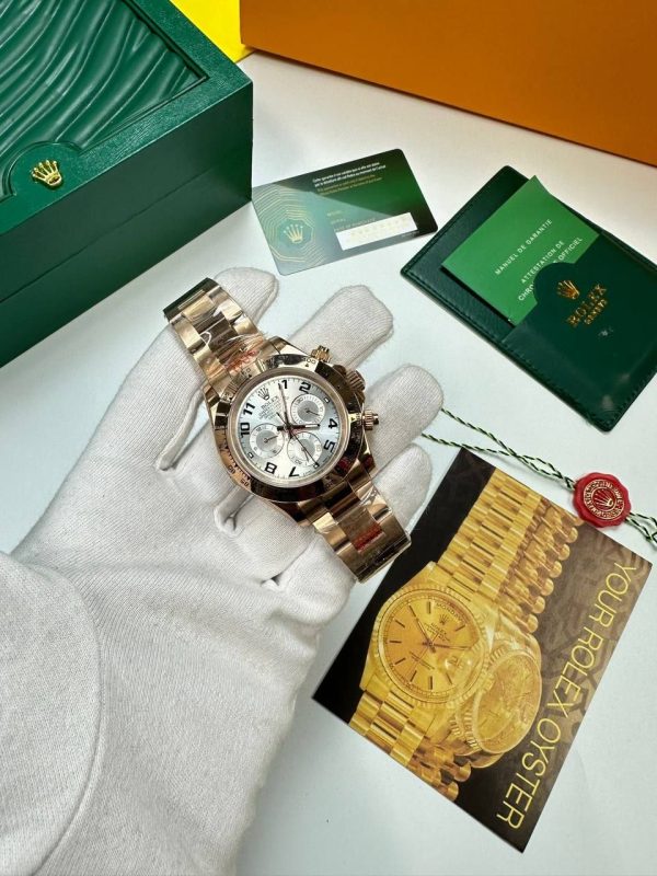 Rolex Cosmograph Daytona Rose Gold White Ivory Dial Watch For Men's