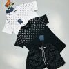 Louis Vuitton Men's Luxury Replica Tshirt Shorts Set Sale UK	Man First Copy Rep T-shirt Short Sets Cheap Price Reps Men T Shirt Pant 1st Copies Fake LV Brand Logo Designer Outfit 1:1 Fakes Fashion Boys Duplicate AAA Original Black White