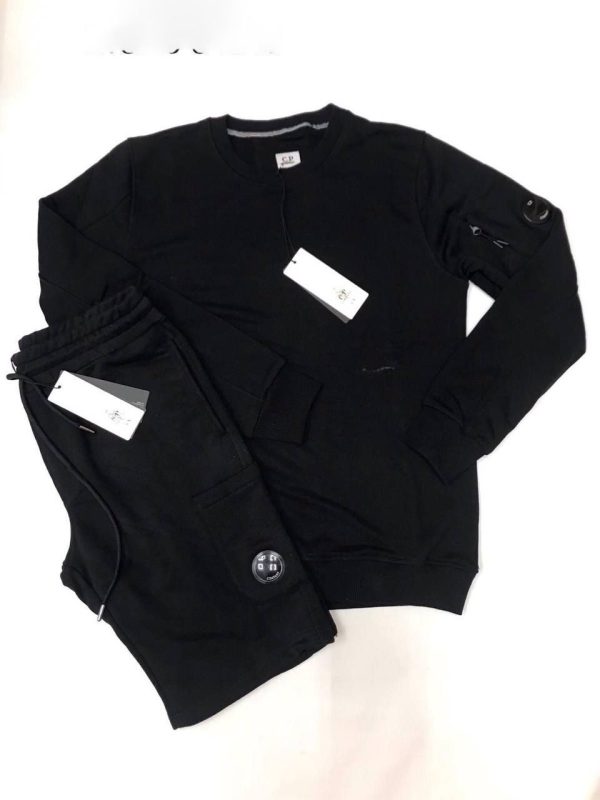 C.P. Company Cotton Crepe Jumper With Light Fleece Utility Short Sets In Different Colors