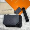 Louis Vuitton Men's Trio Messenger Bag Designer Reps Sale UK	Men First Copy Replica Cheap Price Fake Rep Triple Pouch Man Fakes Luxury 1st Copies LV Brand Logo Leather Crossbody Purse AAA 1:1 Duplicate Long Belt Wallet Original Black Grey