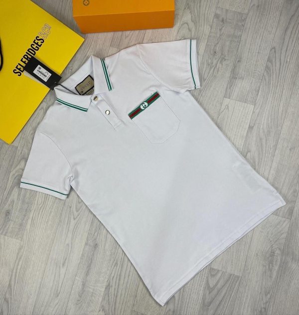 Gucci Piquet Cheaper T-Shirt Replica T Shirt For Men Rib	Tee Shirts T-Shirts Fake Cheap Rep Woman Reps T.Shirt T.Shirts Mens Womens Men's Women's First Copy Web Collar Half Sleeves Short Gents Logo Best Pocket Polo White