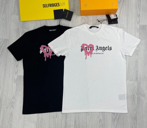 Palm Angles Beach Pink Heart Spray T-Shirt In 2 Colors