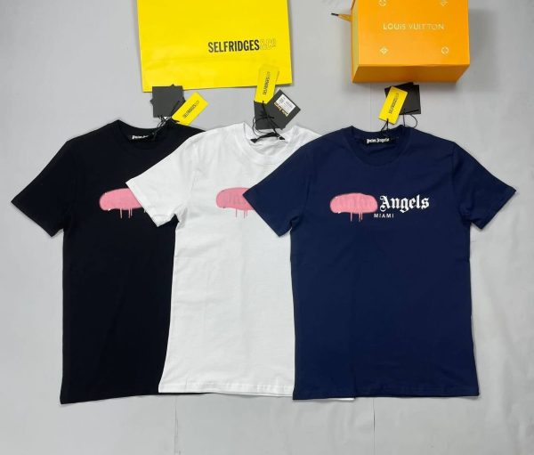 Palm Angels Sprayed Logo Miami Round Neck T-shirt in Different Colors