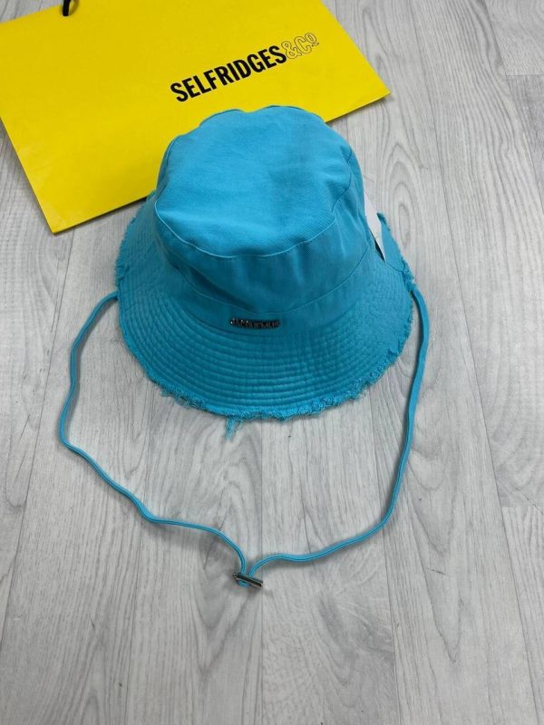 Jacquemus Women Bucket Hat String Replica Cotton Women's Luxury Fake Hats Reps Logo Plaque Adjustable Cheap Boonie Ladies Caps First Copy Rep Blue Sale UK