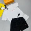 Prada Milano Designer Logo Men's Tshirt Short Set Rep Sale UK	Man First Copy Cheap Price Fake Reps Men Fakes Replica T-shirt Cargo Shorts Sets 1st Copies Luxury Joggers 1 to 1 Brand Logo 1:1 Nylon Bottom Boys AAA Duplicate Black White