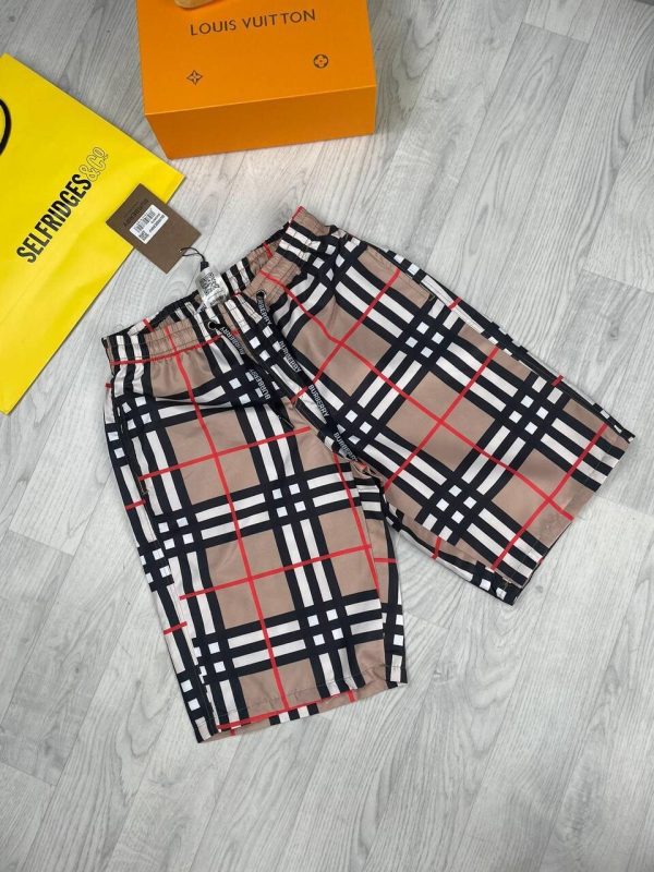 Burberry Replica Men's Black Short Luxury Designer Logo Printed Comfortable Relaxed Fit Cotton Shorts Mens Reps First Copy Elastic High Waist Check Pyjama Rep Boys Cheap Fake Classic Discount Sale UK