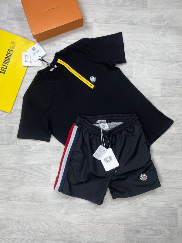 Moncler X Palm Angels Yellow Striped T-shirts Swim Shorts Set in Different Colors