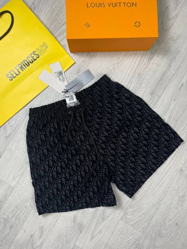 Dior Printed Logo Swim Outwear Bootleg Short Pajama Boxer In Black Color