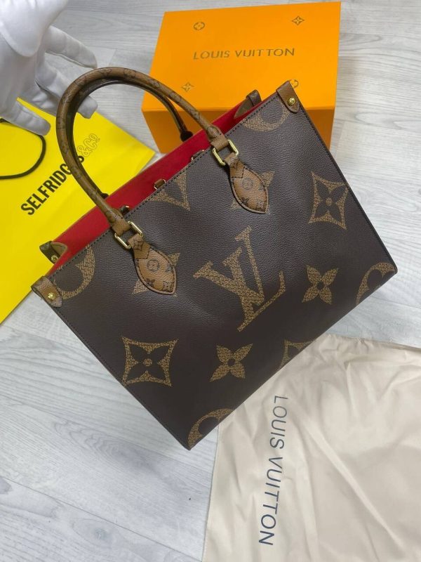 Louis Vuitton Women's On The Go MM Tote Bags Replica Sale UK	Woman First Copy Cheap Price Fake Rep Shoulder Bag Women OnTheGO Leather Totebag 1st Copies Ladies Luxury Fakes Reps 1:1 LV Brand Logo Canvas Monogram AAA Duplicate Brown