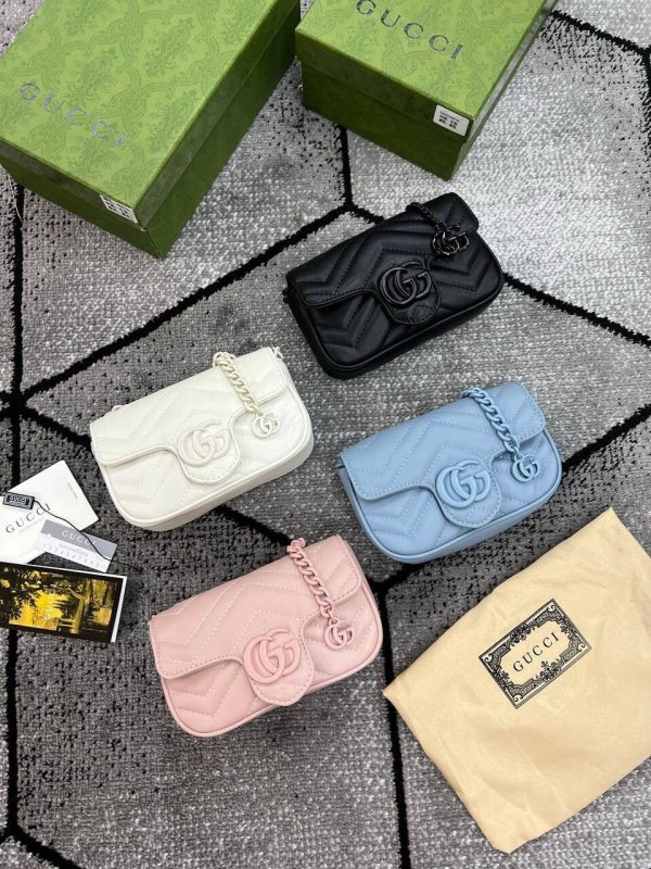 Gucci Marmont Matelassé Mini Bag GG Logo Wallet For Women's In 4 Colors