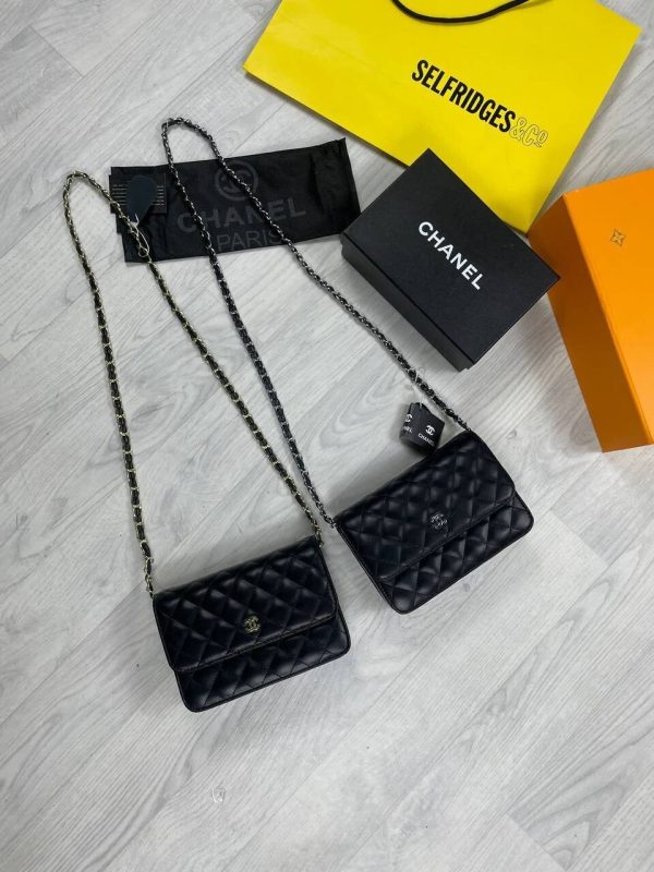 Chanel Women Luxury Grained Calfskin Leather Bag Gold Silver Chain Replica Auth Bags Women's Flap Mini Handbag Reps Cheap First Copy Ladies Handbags Rep Casual Shoulder Black Purse Fake Sale UK
