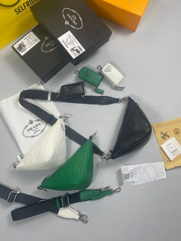 Prada Milano Triangle Symbole Leather Shoulder Bags