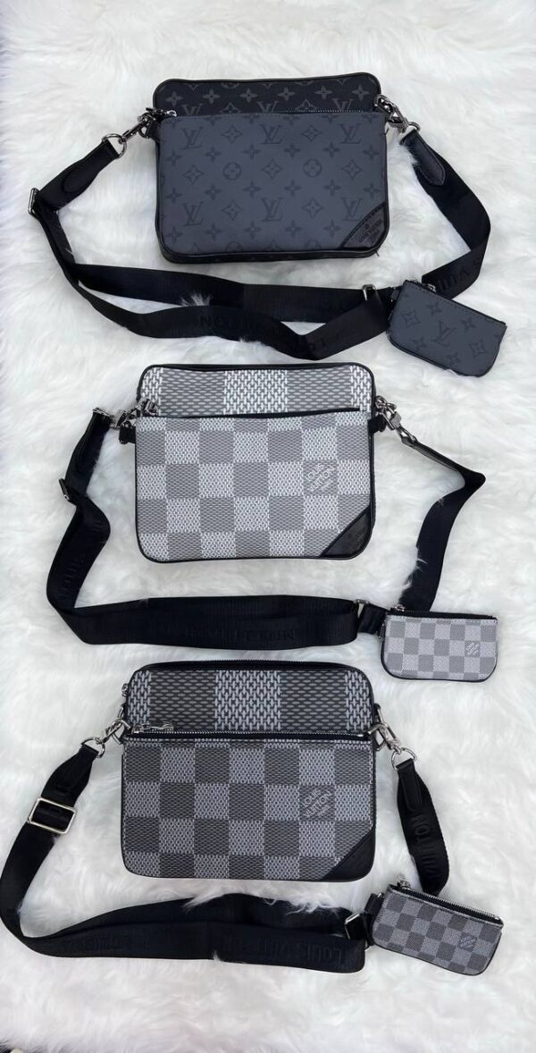 Louis Vuitton Men LV Trio Triple Crossbody Messenger Leather Pouch Bag in Different Colors