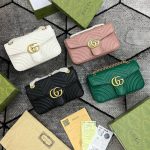 Gucci GG Cheaper Leather Replica Handbags Lady For Women Black White Green Pink	Marmont Mini Bag Fake Small Cheap Rep Woman Reps Womens Women's First Copy Logo Party Best Unique Wallet Formal Girls Coated Double G Chain Strap Flap Stylish