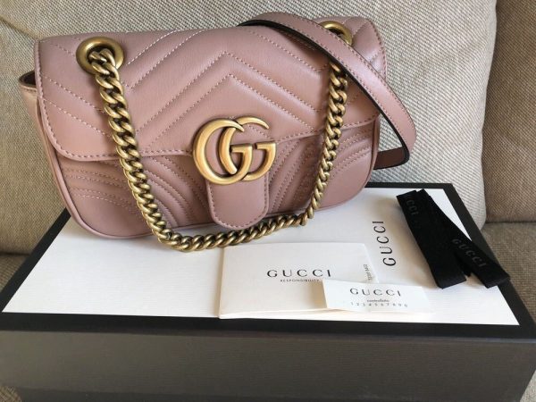 Gucci GG Cheaper Leather Replica Handbags Lady For Women Pink	Marmont Mini Bag Fake Small Cheap Rep Woman Reps Womens Women's First Copy Logo Party Best Unique Wallet Formal Girls Coated Double G Chain Strap Flap Stylish