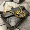 Gucci GG Cheaper Leather Replica Handbags Lady For Women Black  Marmont Mini Bag Fake Small Cheap Rep Woman Reps Womens Women's First Copy Logo Party Best Unique Wallet Formal Girls Coated Double G Chain Strap Flap Stylish