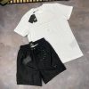 Prada Milano Men's Cotton T-shirts Short Set Replica Sale UK	Man First Copy Fake Rep Men Cheap Price Fakes Reps Tshirt Swim Cargo Shorts Sets 1st Copies Designer Joggers 1 to 1 Brand Logo 1:1  Nylon Bottom Boys AAA Duplicate Black White
