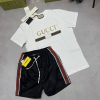 Gucci Men Designers Replica Tee Shirt Shorts Set AAA Sale UK	Man First Copy T-shirt Nylon Short Sets Men's Cheap Price Swim Pant Joggers Boys Reps Best Fake Rep 1st Copies Duplicate Luxury Outfit Brand Logo Fashion Originals White Black