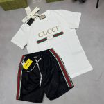Gucci Men Designers Replica Tee Shirt Shorts Set AAA Sale UK	Man First Copy T-shirt Nylon Short Sets Men's Cheap Price Swim Pant Joggers Boys Reps Best Fake Rep 1st Copies Duplicate Luxury Outfit Brand Logo Fashion Originals White Black
