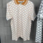 Gucci Man Woman Polo Shirt Designer Replica Best AAA Sale UK	Men's Women's 1st Copy Rep Fake Cheap Price Reps Duplicate Polos Shirts Unisex Boys Girls Fashion Luxury Brand Logo Cotton GG Double Short Sleeves Gents Lady Ladies Oranges White 