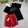 Gucci Men Designers Replica Tee Shirt Shorts Set AAA Sale UK	Man First Copy T-shirt Nylon Short Sets Men's Cheap Price Swim Pant Joggers Boys Reps Best Fake Rep 1st Copies Duplicate Luxury Outfit Brand Logo Fashion Originals Red Black