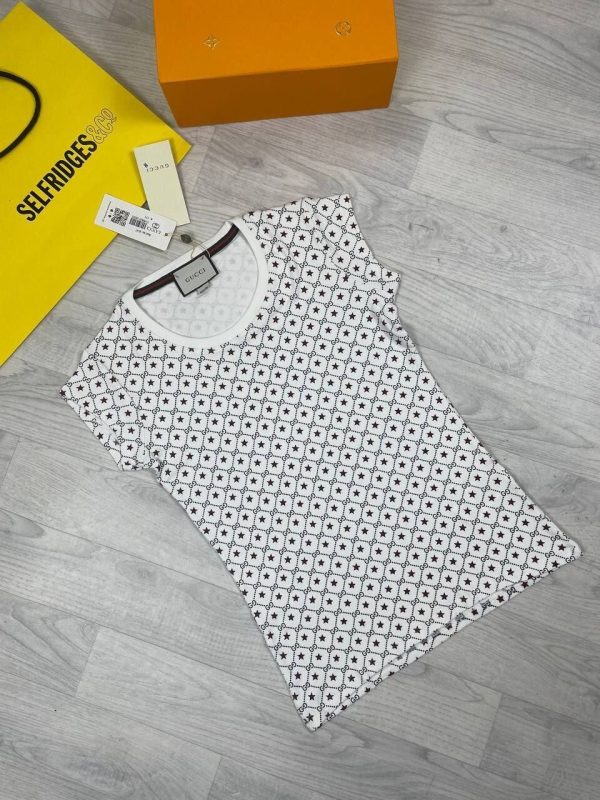 Gucci Monogram Cheaper T-Shirt Replica T Shirt For Men	Tee Shirts T-Shirts Fake Cheap Rep Woman Reps T.Shirt T.Shirts Mens Womens Men's Women's First Copy Summer Graffiti Half Sleeves Short Gents Logo Canvas Best White