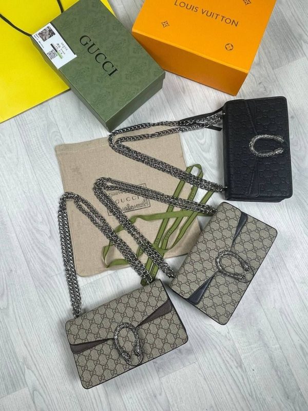 Gucci Women's Replica AAA Fake Designers Clutch Bags Sale UK	Woman GG Supreme Dionysus Cheap Price Rep First Copy Bag Minibag Women 1st Copies Brand Logo Zipper Pockets Original Canvas Crescent Chain Luxury Ladies Clutches