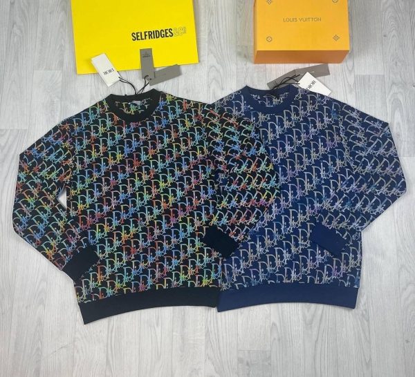 Dior Oblique Wool Knit Sweater Printed D Embroidery Logo Jumpers In 2 Colors