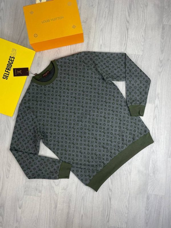 Louis Vuitton Men's Women's LV Logo Jumpers Fake Rep Sale UK	Men Women First Copy Replica Sweatshirts Man Woman Cheap Price Fakes Reps Knitwear 1st Copies Jumpers 1:1 Luxury Brand 1 to 1 Long Sleeves Sweaters AAA Duplicate Green