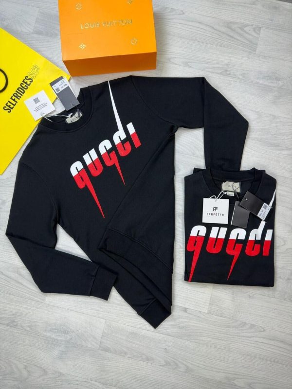 Gucci Cheaper Graffiti Jumper Replica Sweat Shirt For Men	Sweater Sweatshirts Fake Cheap Rep Woman Reps Sweatshirt Sweaters Mens Womens Men's Women's First Copy Printed Fabrics Full Sleeves Logo Summer Best Shirts Black Red