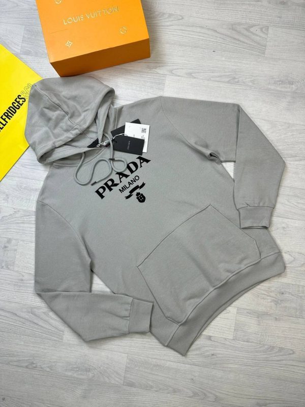 Prada Milano Men's Women's Designer Hoodies Fake Rep Sale UK	Men Women First Copy Replica Hoodie Man Woman Luxury Cheap Price Sweatshirts 1st Copies Fakes Reps Brand Logo 1:1 Pullover Hoody 1 to 1 Sweatshirt AAA Duplicate Grey