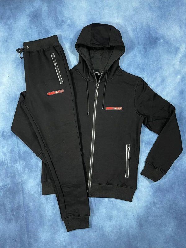 Prada Milano Men's Women's Replica Tracksuit Fake AAA Sale UK	Men Women Cheap Price Hoodie Tracksuits First Copy Reps Man Woman Pullover Hooded 1st Copies Fakes Rep 1:1 Luxury Brand Logo 1 to 1 Designer Sportswear Duplicate Black