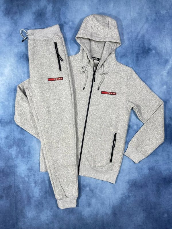 Prada Milano Men's Women's Replica Tracksuit Fake AAA Sale UK	Men Women Cheap Price Hoodie Tracksuits First Copy Reps Man Woman Pullover Hooded 1st Copies Fakes Rep 1:1 Luxury Brand Logo 1 to 1 Designer Sportswear Duplicate Grey