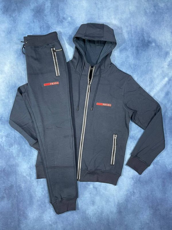 Prada Milano Men's Women's Replica Tracksuit Fake AAA Sale UK	Men Women Cheap Price Hoodie Tracksuits First Copy Reps Man Woman Pullover Hooded 1st Copies Fakes Rep 1:1 Luxury Brand Logo 1 to 1 Designer Sportswear Duplicate Blue
