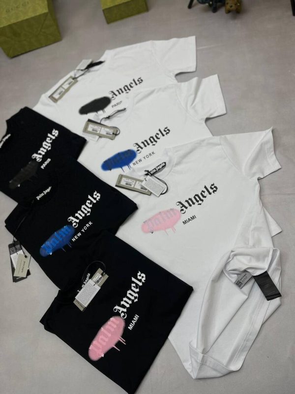 Palm Angels Sprayed Round Neck T-Shirt in Different Colors