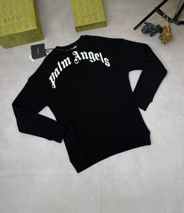 Palm Angels Curved Logo Crew Neck Jumper in Different Colors