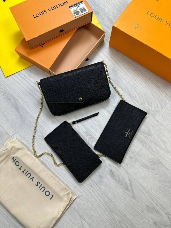 Louis Vuitton Women's Trio Crossbody Bag Luxury Reps Sale UK	Woman First Copy Replica Mini Pouch Women Designer 1st Copies Cheap Price Cross Body Shoulder Purse Ladies Rep Chain Strap Bags Fakes 1:1 LV Brand Logo AAA Duplicate Black