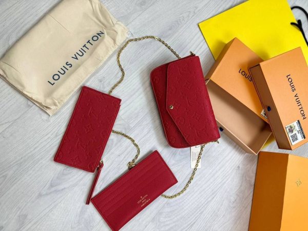 Louis Vuitton Women's Trio Crossbody Bag Luxury Reps Sale UK	Woman First Copy Replica Mini Pouch Women Designer 1st Copies Cheap Price Cross Body Shoulder Purse Ladies Rep Chain Strap Bags Fakes 1:1 LV Brand Logo AAA Duplicate Red