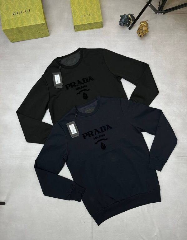 Prada Milano Knit Wool Crewneck Logo Jumper Fake Rep Sale UK	Men Women First Copy Designer Replica Jumpers Man Woman Cheap Price Luxury Sweatshirt 1st Copies Brand Logo 1:1 Fakes Reps 1 to 1 Knitted Sweatshirts AAA Duplicate Black Navy Blue