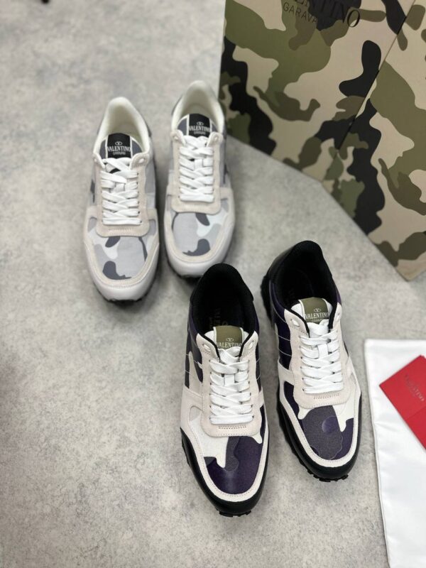 Valentino Mesh Fabric White Camouflage Rockrunners Sneakers in 2 Colors