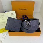 Louis Vuitton Men's Leather Wallet Belt Set AAA Fake Sale UK	Man First Copy Reps Wallets Reversible Belts Sets Men Cheap Price Fakes Replica 1st Copies 1:1 LV Brand Logo Luxury 1 to 1 Boys Rep Leather Fashion Casual Duplicate Black