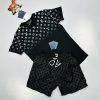 Louis Vuitton Men's Luxury Replica Tshirt Shorts Set Sale UK	Man First Copy Rep T-shirt Short Sets Cheap Price Reps Men T Shirt Pant 1st Copies Fake LV Brand Logo Designer Outfit 1:1 Fakes Fashion Boys Duplicate AAA Original Black 