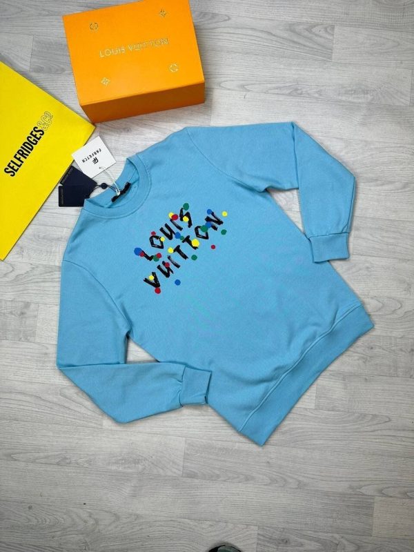 Louis Vuitton Men's Women's Designer Jumpers Fake AAA Sale UK	Man Woman First Copy Replica Jumper Men Women 1st Copies Cheap Price Knitwear Fakes Reps 1:1 Luxury Rep Sweatshirts 1 to 1 Original LV Brand Logo Sweaters Duplicate Blue