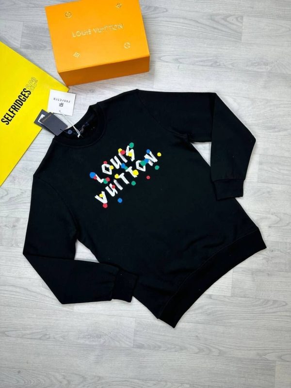 Louis Vuitton Men's Women's Designer Jumpers Fake AAA Sale UK	Man Woman First Copy Replica Jumper Men Women 1st Copies Cheap Price Knitwear Fakes Reps 1:1 Luxury Rep Sweatshirts 1 to 1 Original LV Brand Logo Sweaters Duplicate Black