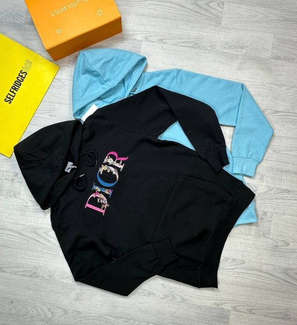 Dior Flowers Floral Logo Embroidered Stylish Printed Hoodies