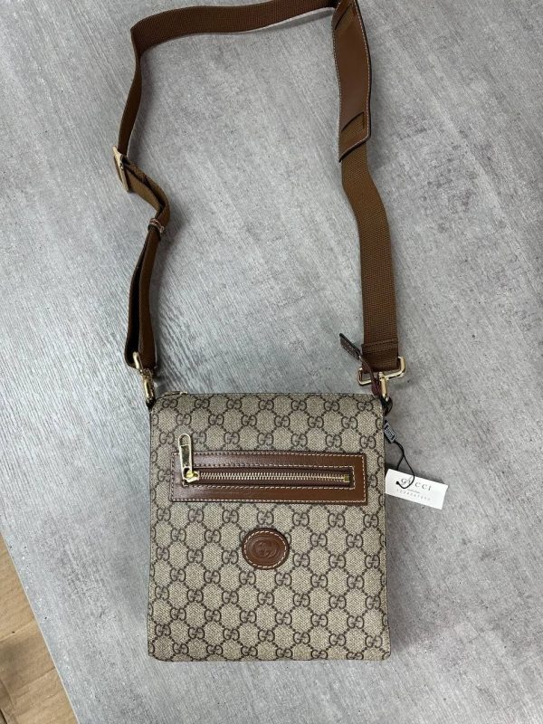 Gucci Men Designer Mini Messenger Bags Fake Reps AAA Sale UK	Beige Man First Copy Cheap Price GG Brand Logo Supreme Canvas Leather Crossbody Shoulder Bag 1st Copies Luxury Long Belt Zipper Pocket Boys Duplicate Original Monogram