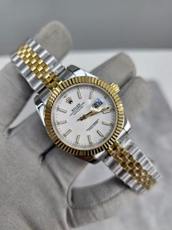 Rolex Datejust 41mm White Dial Two Tone Watch Men's
