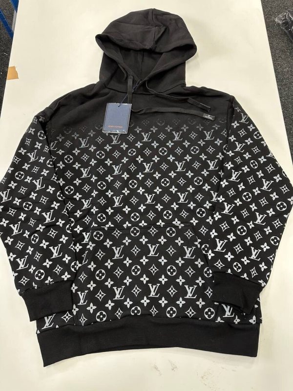 Louis Vuitton Men's Women's LV Gradient Hoodies Reps Sale UK	Man Woman First Copy Fake Replica Knitwear Men Women Pullover Hoodie 1st Copies Cheap Price Hoody Fakes AAA Luxury Sweatshirts 1:1 Rep Brand Logo 1 to 1 Duplicate Black White