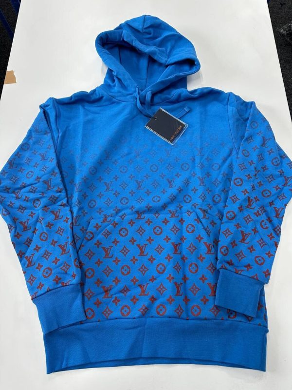 Louis Vuitton Men's Women's LV Gradient Hoodies Reps Sale UK	Man Woman First Copy Fake Replica Knitwear Men Women Pullover Hoodie 1st Copies Cheap Price Hoody Fakes AAA Luxury Sweatshirts 1:1 Rep Brand Logo 1 to 1 Duplicate Black Blue