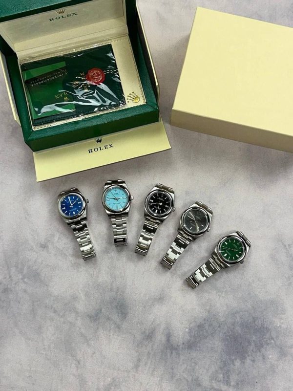 Rolex Oyster Perpetual With Silver Strap Watch in Different Dial Colors